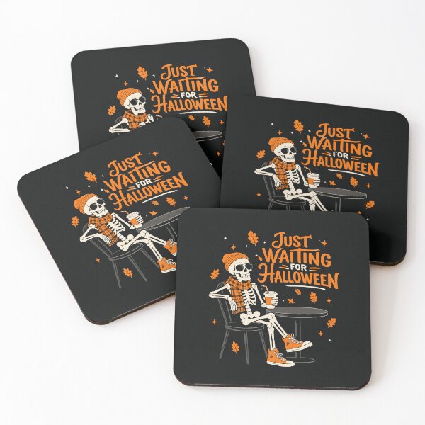 Item preview, Just Waiting For Halloween Skeleton Orange Beanie Drinking Coffee Autumn Cute designed and sold by alenaz.