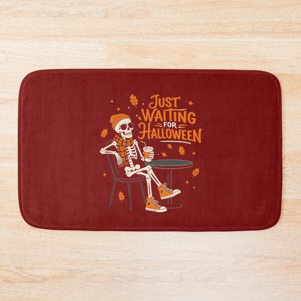 Item preview, Just Waiting For Halloween Skeleton Orange Beanie Drinking Coffee Autumn Cute designed and sold by alenaz.