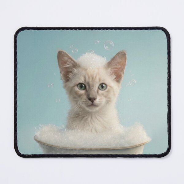 Item preview, Baby Javanese Cat Bubble Bath Cute Nursery Bathroom Art designed and sold by LazyOwlStore.