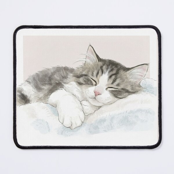 Item preview, Sleeping Tabby Cat KAM KAM - Cozy Fluffy Kitten Art designed and sold by PetalsPaws.