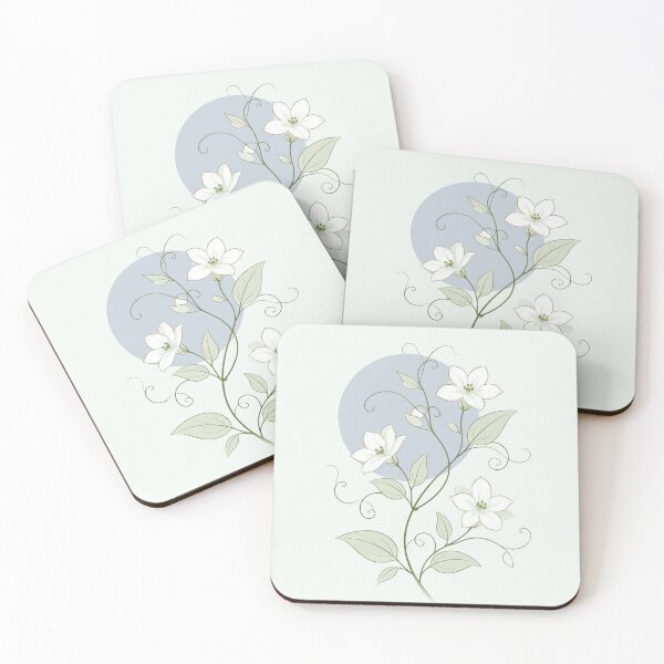 Item preview, Silver Moon White Flowers Green Love designed and sold by Ciervo Primavera.