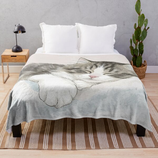 Item preview, Sleeping Tabby Cat KAM KAM - Cozy Fluffy Kitten Art designed and sold by PetalsPaws.