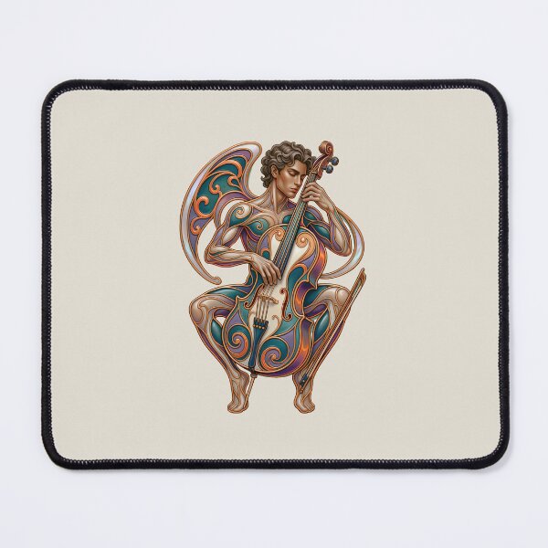 Item preview, The Cellist's Flight - Art Nouveau Musician Illustration designed and sold by Rocky Mountain Artistry.