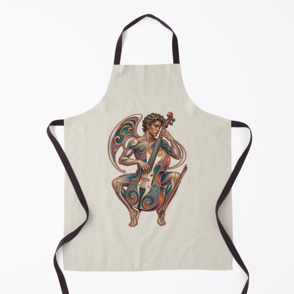Item preview, The Cellist's Flight - Art Nouveau Musician Illustration designed and sold by Rocky Mountain Artistry.