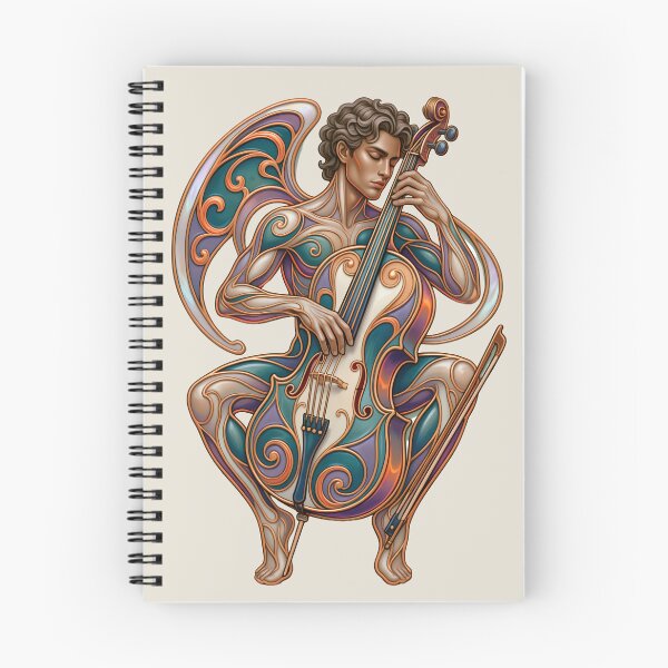 Item preview, The Cellist's Flight - Art Nouveau Musician Illustration designed and sold by Rocky Mountain Artistry.