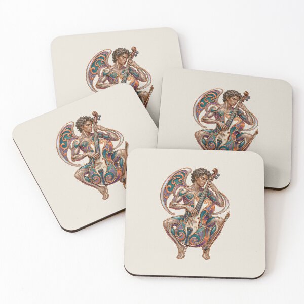 Item preview, The Cellist's Flight - Art Nouveau Musician Illustration designed and sold by Rocky Mountain Artistry.