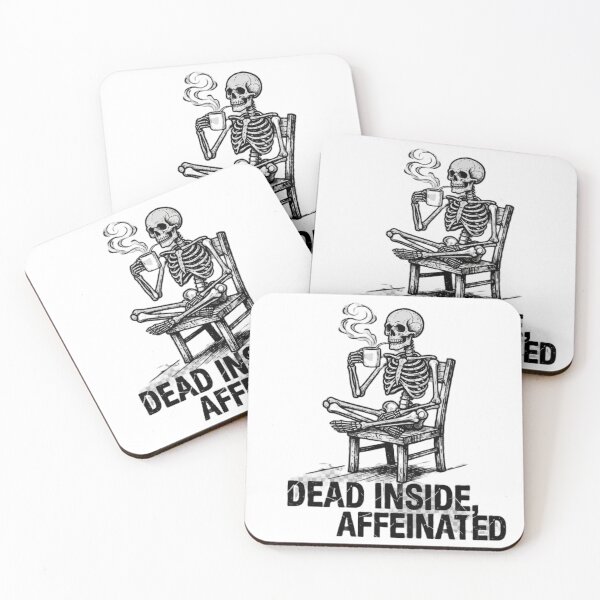 Item preview, Dead Inside But Caffeinated Skeleton Drinking Coffee Grunge Streetwear designed and sold by Neon-Leonida-Vibes.
