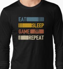 Video Game Eat Sleep Game Repeat Funny Vintage Long Sleeve T-Shirt