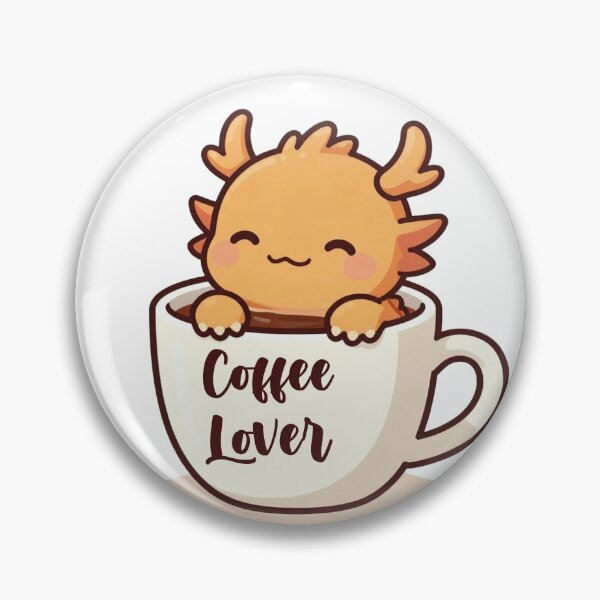 Item preview, cute coffee lover axolotl dragon in white mug kawaii chibi designed and sold by WildArtIT.
