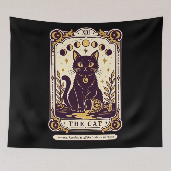 Item preview, The Cat Tarot Card - Black Cat with Moon Phases designed and sold by Ridaelb.