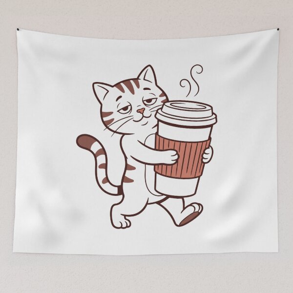Item preview, Funny Cat Holding Coffee Cup designed and sold by aaljone007.