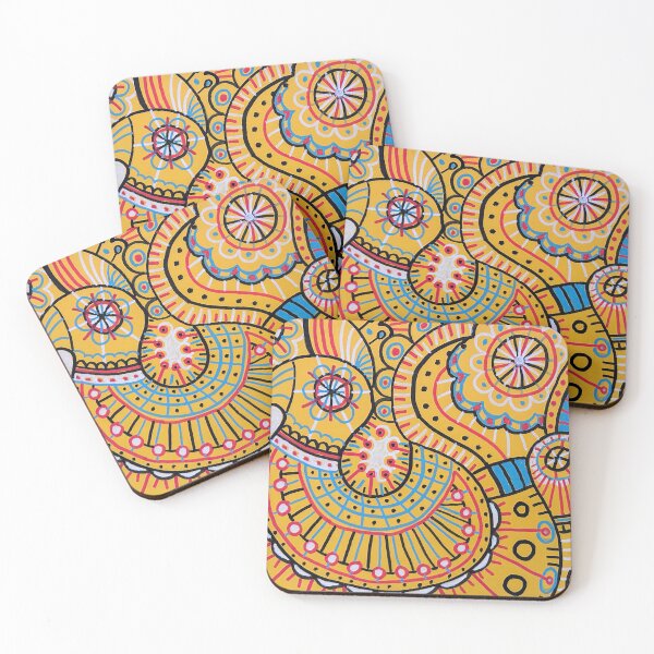 Item preview, Yellow Folk Birds Pattern designed and sold by Fani*.