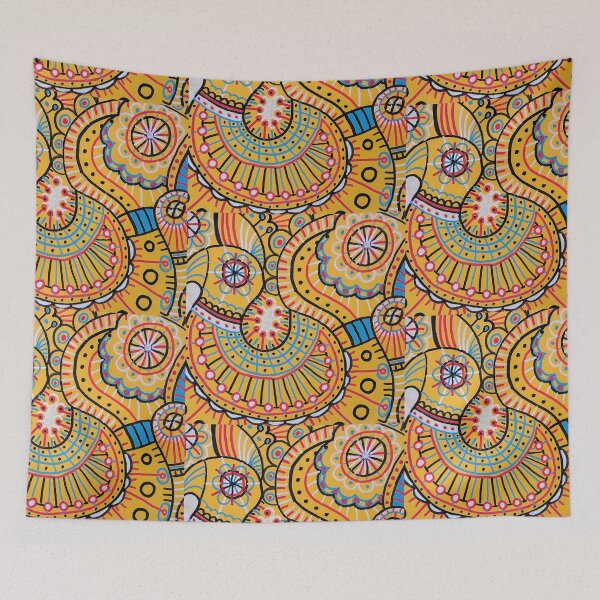 Item preview, Yellow Folk Birds Pattern designed and sold by Fani*.