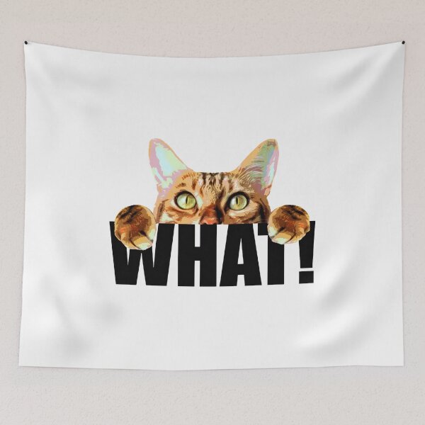 Item preview, Funny Cat Peeking What Question Meme designed and sold by OlyvieArt.