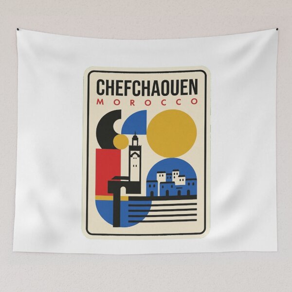 Item preview, Retro Chefchaouen Bauhaus Geometric Skyline designed and sold by k3rstman1.