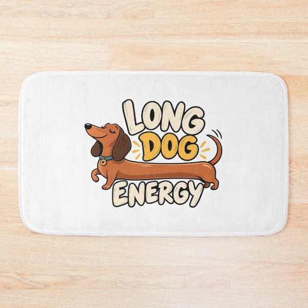 Item preview, Long Dog Energy – Happy Dachshund Cartoon Typography designed and sold by zzz888.