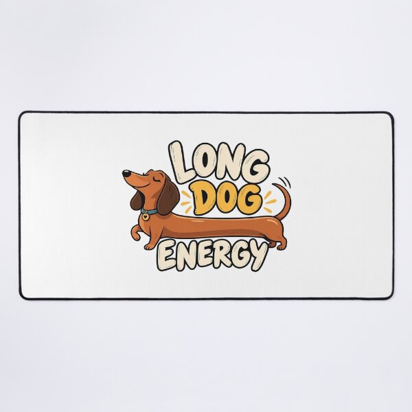Item preview, Long Dog Energy – Happy Dachshund Cartoon Typography designed and sold by zzz888.