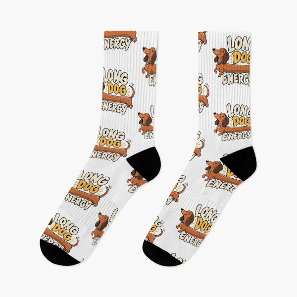 Item preview, Long Dog Energy – Happy Dachshund Cartoon Typography designed and sold by zzz888.