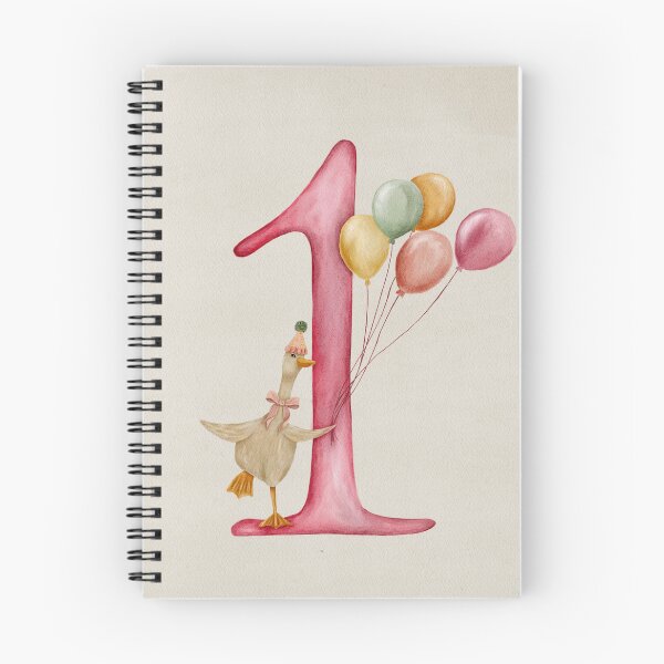 Item preview, Goose and Ballons Pink Number 1 Illustration – Watercolor Nursery Art designed and sold by NatureArtVibe.