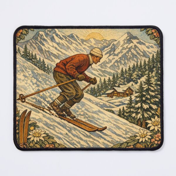 Item preview, Vintage Skiing art poster designed and sold by hollycooper.