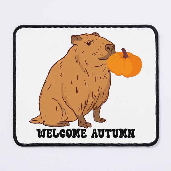 Item preview, Welcome Autumn Capybara Kissing Pumpkin designed and sold by NAMASTHE WORLD.