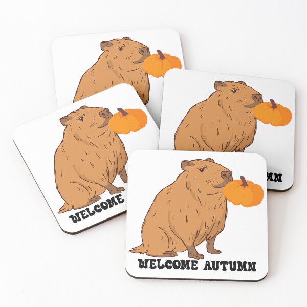 Item preview, Welcome Autumn Capybara Kissing Pumpkin designed and sold by NAMASTHE WORLD.
