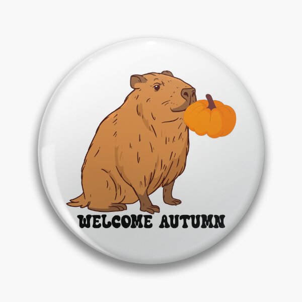 Item preview, Welcome Autumn Capybara Kissing Pumpkin designed and sold by NAMASTHE WORLD.