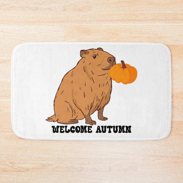 Item preview, Welcome Autumn Capybara Kissing Pumpkin designed and sold by NAMASTHE WORLD.