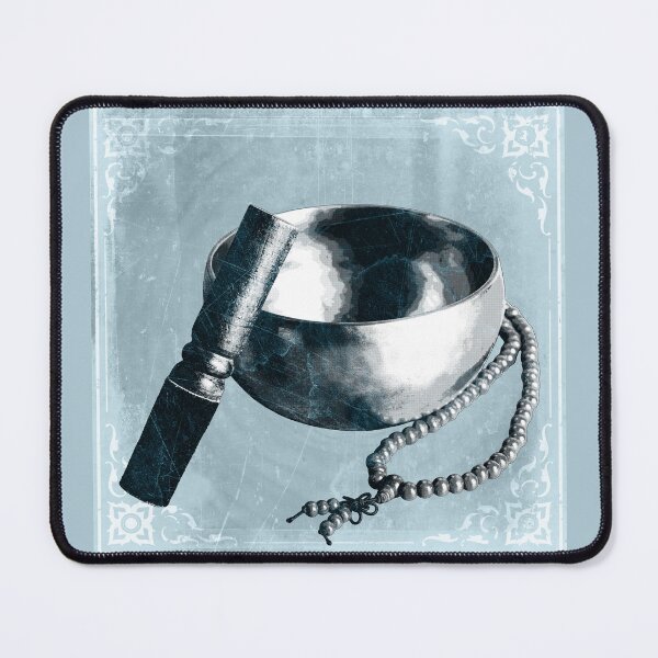 Item preview, Light Blue Tibetan Singing Bowl with Mallet and Mala Beads designed and sold by Ghoul Enterprises.