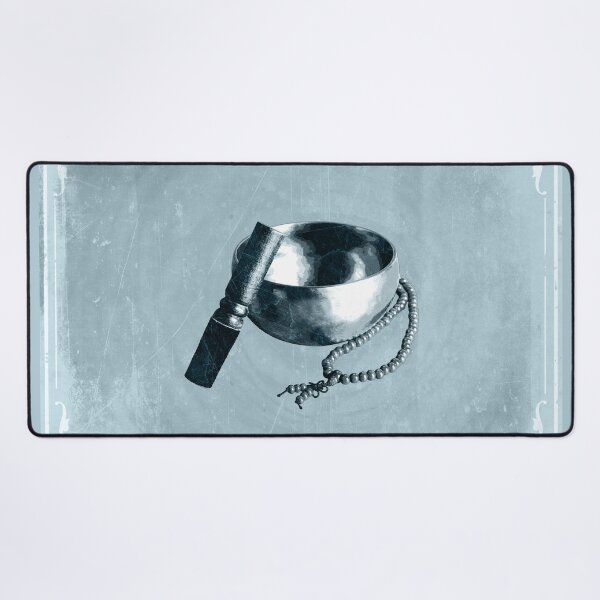 Item preview, Light Blue Tibetan Singing Bowl with Mallet and Mala Beads designed and sold by Ghoul Enterprises.