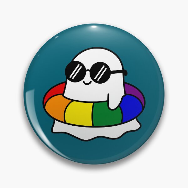 Item preview, Subtle Rainbow Pride Pool Float Summerween Kawaii Ghost designed and sold by Cannaxes Studio.