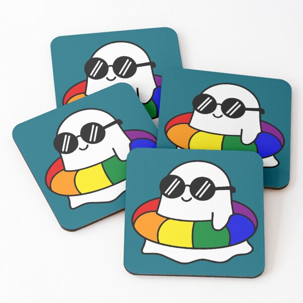 Item preview, Subtle Rainbow Pride Pool Float Summerween Kawaii Ghost designed and sold by Cannaxes Studio.