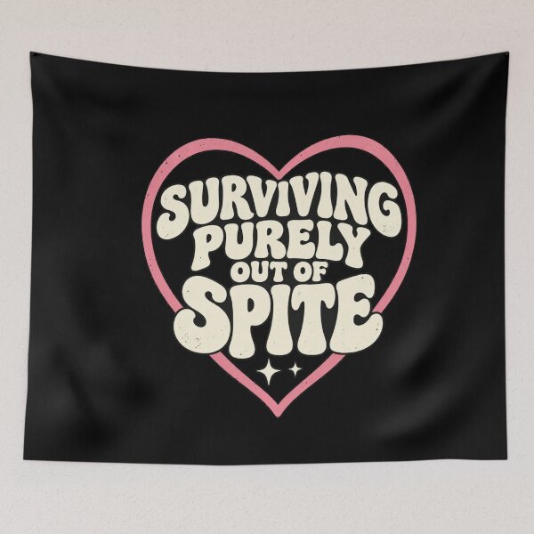 Item preview, Surviving Purely Out of Spite Funny Retro Heart Quote designed and sold by NoeValdric.