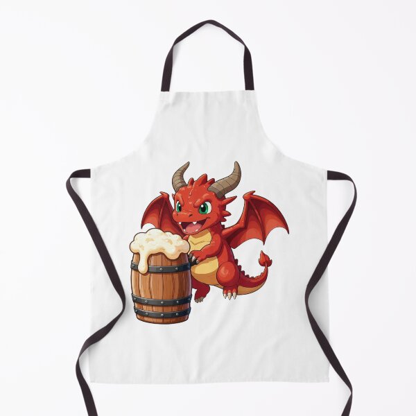Item preview, cute baby red dragon with overflowing beer barrel fantasy chibi designed and sold by WildArtIT.