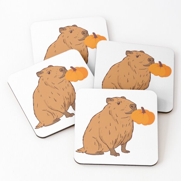 Item preview, Cute Capybara Kissing Pumpkin designed and sold by NAMASTHE WORLD.