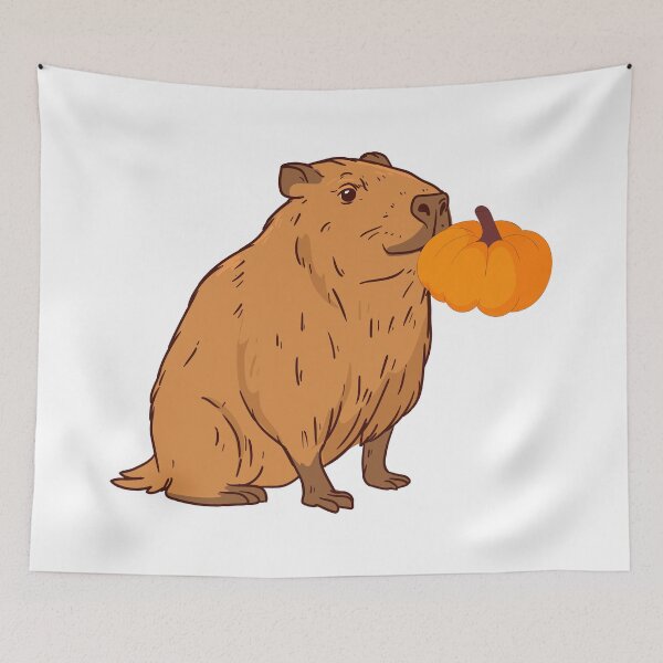 Item preview, Cute Capybara Kissing Pumpkin designed and sold by NAMASTHE WORLD.