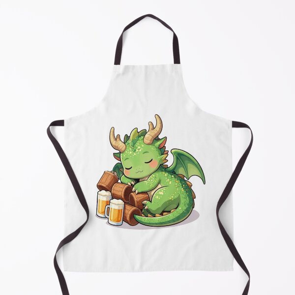 Item preview, cute sleeping green dragon with beer barrels fantasy chibi designed and sold by WildArtIT.