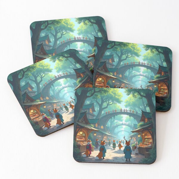 Item preview, Enchanted Fox Village in a Magical Forest designed and sold by yosmosverse .