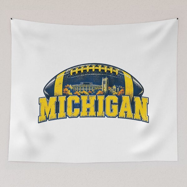 Item preview, Michigan Football Big House Skyline Vintage Graphic designed and sold by dartoffofo⭐⭐⭐⭐⭐.