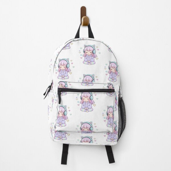 Item preview, Pastel Kawaii Girl Meditating with Cat Headphones and LoFi Vibes designed and sold by VibranPalette.