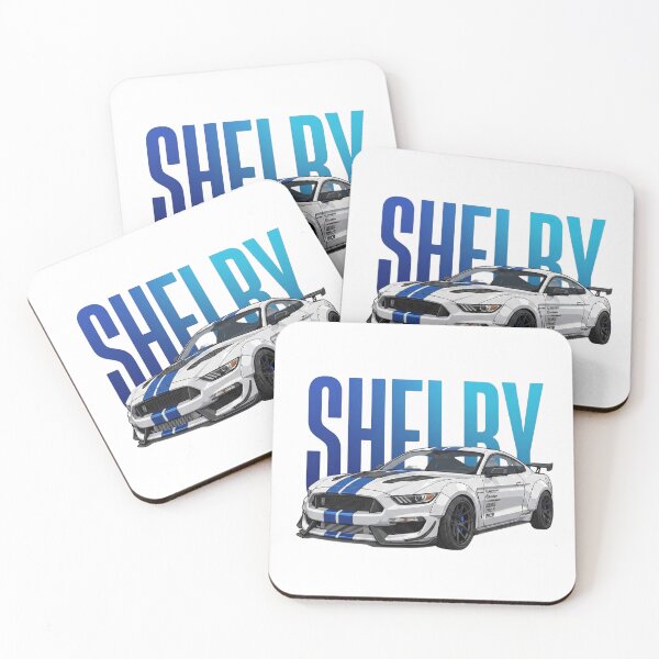 Item preview, White Shelby Mustang GT350R Blue Stripes Widebody V8 Vector Art designed and sold by Motorline44.