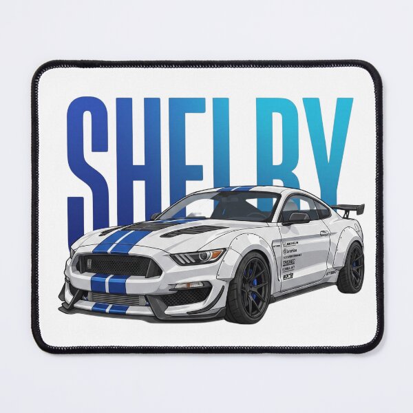 Item preview, White Shelby Mustang GT350R Blue Stripes Widebody V8 Vector Art designed and sold by Motorline44.