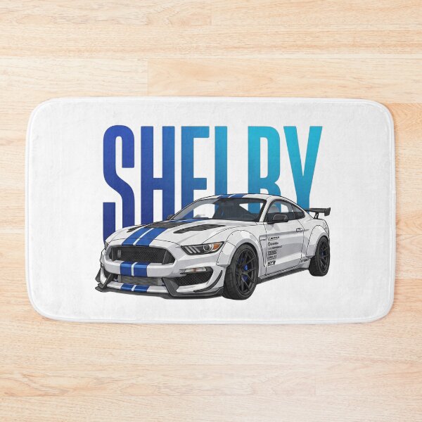 Item preview, White Shelby Mustang GT350R Blue Stripes Widebody V8 Vector Art designed and sold by Motorline44.
