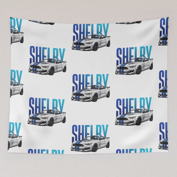 Item preview, White Shelby Mustang GT350R Blue Stripes Widebody V8 Vector Art designed and sold by Motorline44.