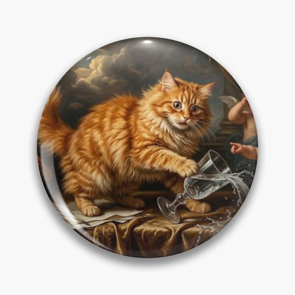 Item preview, Baroque Cat Knocking Over Water Glass Oil Painting designed and sold by Maclaw200d.