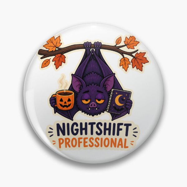 Item preview, Nightshift Professional Bat Design, Funny Sleepy Bat Coffee Art, Sarcastic Halloween Illustration designed and sold by Print Loft.
