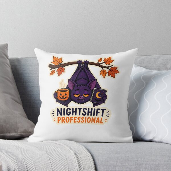 Item preview, Nightshift Professional Bat Design, Funny Sleepy Bat Coffee Art, Sarcastic Halloween Illustration designed and sold by Print Loft.