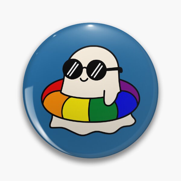 Item preview, Spooky Summer Vibes Kawaii Ghost on Rainbow Pool Ring designed and sold by Cannaxes Studio.