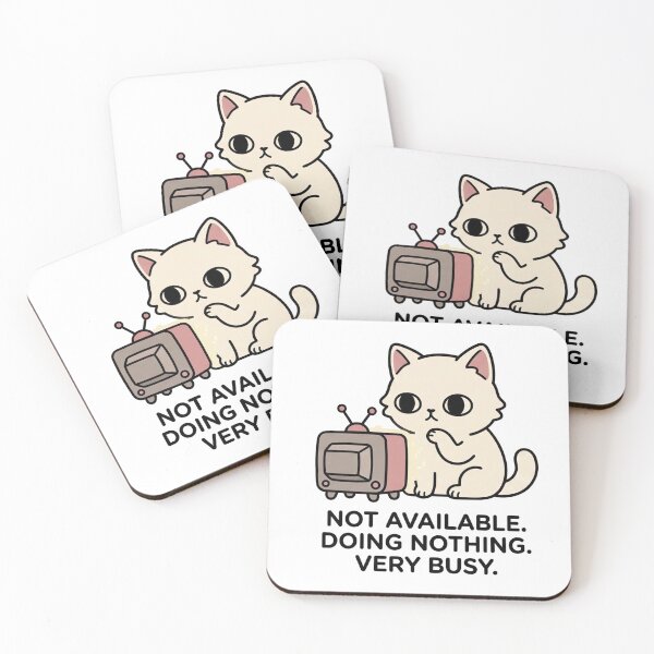Item preview,  Not Available Doing Nothing Very Busy - Funny Cat TV Deadpan Sticker designed and sold by its.shivang.