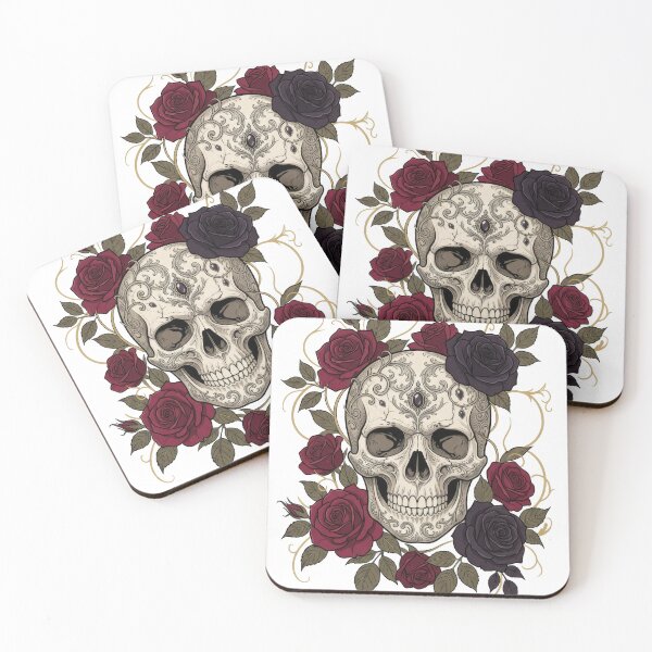 Item preview, Elegant Gothic Skull and Crimson Roses designed and sold by Kate1art.